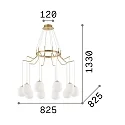 Ideal Lux Pendant luminaire KAROUSEL, 10 flames, Ø 82.5cm, incl. G9 3.2W 3000K, satined brass / white