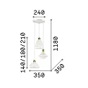 Ideal Lux Pendel LUGANO 3-flammer E27 IP20, hvid, bruneret