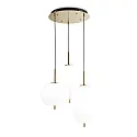 LED pendant luminaire UMILE, 3 flames, 50W 3000K 3160lm, satined gold / white etched glass