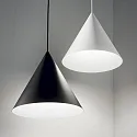Pendant luminaire, A-LINE, Ø 30cm, E27, matt black / shade white on the inside