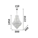 Pendant luminaire DUBAI, 24 flames,  Ø 80cm, E14, metal / refined chrystal