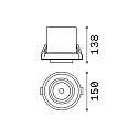 Ideal Lux Recessed LED spot NOVA, IP20, 30W 3000K 3150lm 38°, adjustable, white