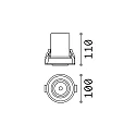 Ideal Lux Recessed LED spot NOVA, IP20, 12W 3000K 1000lm 38°, adjustable, black