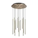LED pendant luminaire FILO, 12-flame, adjustable height, 23W 3000K, satined brass