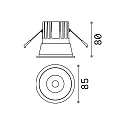 Ideal Lux ceiling recessed luminaire GAME TRIM ROUND 85MM round, rigid, UGR < 19, on/off IP40/IP20, white 