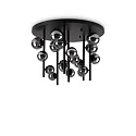 Loftlampe PERLAGE 18-flammer G9 IP20, røgfarver, sort mat dæmpbar