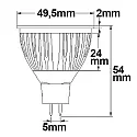 ISOLED Pin based LED spot MR16 COB, 12V AC / DC, GU5.3, 5.5W 5000K 400lm 38°, dimmable