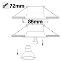 ISOLED recessed mounting frame for GU10 / MR16, set back, IP54, round, Ø 8.5cm, with glass lens, excl. lamps, white