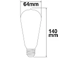 ISOLED LED Edison lamp ST64 Vintage Line, E27, 8W 2200K 550lm, CRi >90, dimmable, clear amber glass