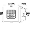 ISOLED LED downlight PRISM, UGR<19, suitable for offices, IP54, angular, 22.8 x 22.8cm, fixed optics, dimmable, 25W 3000K 2870lm 90°