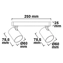 ISOLED Wall- and ceiling luminaire GU10 Dual, 2 flame, IP20, swivelling, excl. lamps, aluminium, matt white