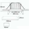 Indbygningslampe dæmpbar IP65, klar, sort, sølvgrå dæmpbar 10W 800lm 3000K 60° 60° CRI >95