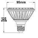 ISOLED LED reflector lamp PAR30, Ø 9.5cm, E27, 32W 3000K 3000lm 14013cd 30°, warm white, Alu / silver