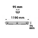 ISOLED LED Wannenleuchte 120cm, IP65 IK08, Powerswitch 25-40W, Colorswitch 3000-5000K, 5050lm 120°, impact resistant
