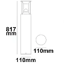 ISOLED LED Bollard pole light-4, IP54, 9W 3000K 330lm, aluminium, sand black, height 80cm