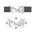 ISOLED LED recessed profile FURNIT6 D for furniture mounting, 42° tilted, aluminium, 200cm, anodized aluminium