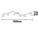 ISOLED spotlight bar 6 flames, swivelling, rotatable, with jointed arm GU10 IP20, black dimmable