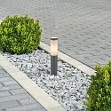 Pælelampe 450 SENSOR cylindrisk, med sensor, omskiftelig E27 IP44, rustfrit stål 