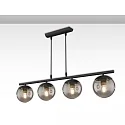 Pendel SMOKY GLASS 4-flammer, rund E27 IP20, sort dæmpbar
