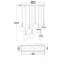 ISOLED pendant luminaire SMOKY GLASS 8 flames E27 IP20, black dimmable
