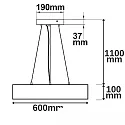 ISOLED pendant luminaire DN600 down, round IP20, black dimmable