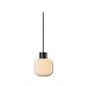 Pendel INFINITY WHITE GLASS ROUND rillet, med åbent kabel, 2-polet E27 IP20, sort dæmpbar