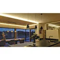 ISOLED Pendel INFINITY WHITE GLASS ROUND rillet, med åbent kabel, 2-polet E27 IP20, sort dæmpbar