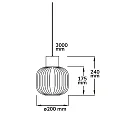 ISOLED Pendel INFINITY WHITE GLASS ROUND rillet, med åbent kabel, 2-polet E27 IP20, sort dæmpbar