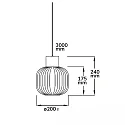 ISOLED Pendel INFINITY WHITE GLASS ROUND rillet, med åbent kabel, 2-polet E27 IP20, sort dæmpbar