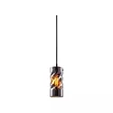 Pendel INFINITY SMOKY CURLED GLASS cylindrisk, med åbent kabel, 2-polet E27 IP20, sort dæmpbar