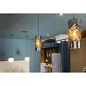 ISOLED Pendel INFINITY SMOKY CURLED GLASS cylindrisk, med åbent kabel, 2-polet E27 IP20, sort dæmpbar