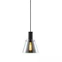 pendant luminaire INFINITY CONCAVE GLASS conical E27 IP20, smoky colour, black dimmable