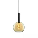 pendant luminaire INFINITY AMBER ROUND GLASS 25CM round E27 IP20, amber, black dimmable