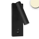 Læselampe LED USB A+C 3-STEP med afbryder, justerbar, med USB-opladningsfunktion IP42, sort dæmpbar
