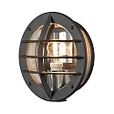 Wall luminaire ODEN, with integrated power plug, E27 max. 60W, clear acrylic glass / black aluminium