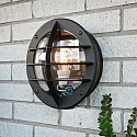 Wall luminaire ODEN, with integrated power plug, E27 max. 60W, clear acrylic glass / black aluminium