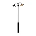 Lamp head VEGA, 2-flame, 2x E27 max. 60W, black aluminium / clear glass