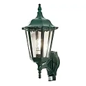 Udendørs wall luminaire FIRENZE med bevægelsesdetektor E27 IP44, grøn, gennemsigtig