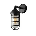 Udendørs wall luminaire OLBIA down, rund, lang E27 IP44, sort dæmpbar
