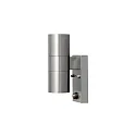 Outdoor wall luminaire MODENA UP/DOWN with motion detector, 2x GU10 max. 35W, stainless steel 304 / clear glass