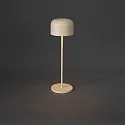 Konstsmide Batteri bordlampe LILLE med USB tilslutning, med touch-dæmper IP54, sandy dæmpbar