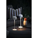 Konstsmide Batteri bordlampe LILLE med USB tilslutning, med touch-dæmper IP54, sandy dæmpbar