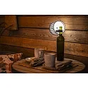 Konstsmide Batteri bordlampe BOTTLE med USB tilslutning, med touch-dæmper IP54, sort dæmpbar