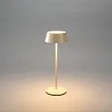 Konstsmide battery table lamp MENTON USB IP54, sand coloured, lacquered dimmable