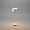 Konstsmide battery table lamp MENTON USB IP54, sand coloured, lacquered dimmable