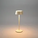 Konstsmide battery table lamp MENTON USB IP54, sand coloured, lacquered dimmable