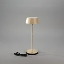 Konstsmide battery table lamp MENTON USB IP54, sand coloured, lacquered dimmable