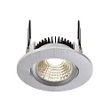 LED Loftindbygningslampe COB-68-350mA-RUND, strøm konstant, 6W, 4000K, 45°, børstet sølv