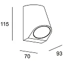 LEDS C4 wall luminaire EKO SINGLE EMISSION INCLINED LED 1 flame, rigid, inclined IP66, black dimmable