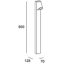 LEDS C4 bollard lamp EKO BOLLARD INCLINED LED rigid, inclined IP66, black dimmable